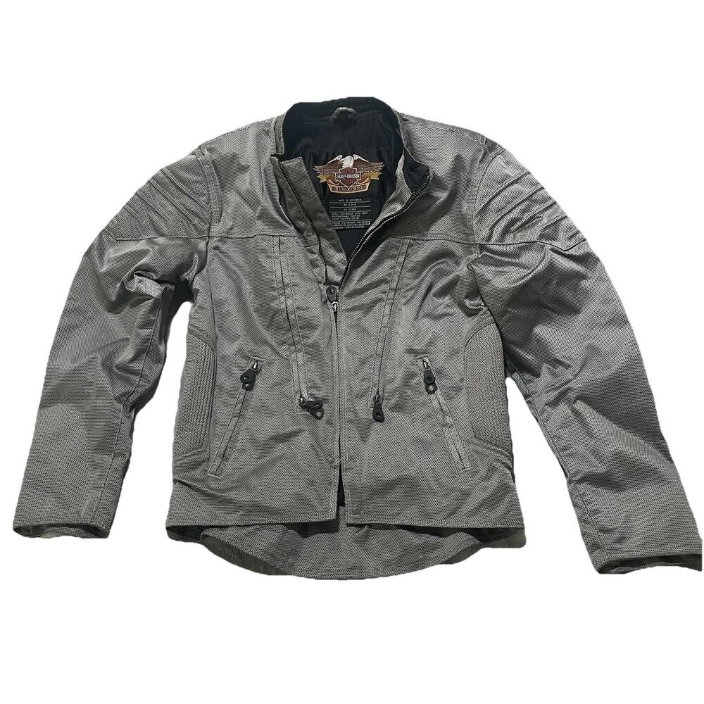 Harley Davidson Motorcycle Jacket Women’s Extra Small Silver With Stitched HD